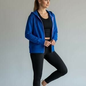 Lole Fleece Lined Full Zip Jacket Women's Sz XL Blue Hooded Gorpcore Sporty